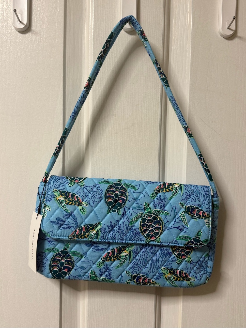 Vera Bradley Light Blue Quilted Turtle-Print Shoulder Bag